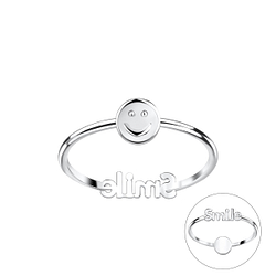 Silver Double Sided Smiley Face Ring - Wholesale - 22828