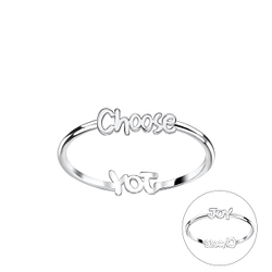 Silver Double Sided Choose and Joy Ring - Wholesale - 22835 Silver Double Sided Choose and Joy Ring - Wholesale - 22835
