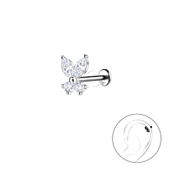 Silver Butterfly with Titanium Labret - Wholesale - 22733 Silver Butterfly with Titanium Labret - Wholesale - 22733