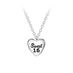 Silver Sweet 16 Necklace - Wholesale - 23082 Silver Sweet 16 Necklace - Wholesale - 23082