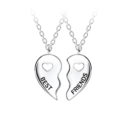 Silver Best Friends Necklace Set - Wholesale - 23058 Silver Best Friends Necklace Set - Wholesale - 23058
