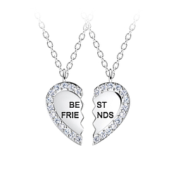 Silver Best Friends Necklace Set - Wholesale - 23059 Silver Best Friends Necklace Set - Wholesale - 23059