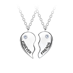 Silver Forever Friends Necklace Set - Wholesale - 23064 Silver Forever Friends Necklace Set - Wholesale - 23064