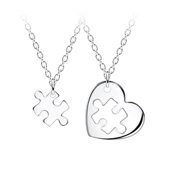 Silver Puzzle Necklace Set - Wholesale - 23068 Silver Puzzle Necklace Set - Wholesale - 23068