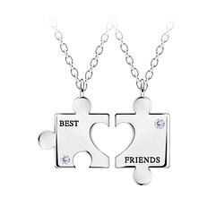 Silver Best Friends Necklace Set - Wholesale - 23072 Silver Best Friends Necklace Set - Wholesale - 23072