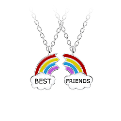 Silver Best Friends Necklace Set - Wholesale - 23073 Silver Best Friends Necklace Set - Wholesale - 23073