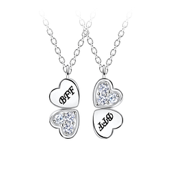 Silver BFF Necklace Set - Wholesale - 23078 Silver BFF Necklace Set - Wholesale - 23078