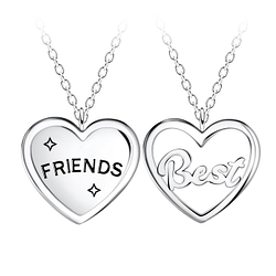 Silver Best Friends Necklace Set - Wholesale - 23091 Silver Best Friends Necklace Set - Wholesale - 23091