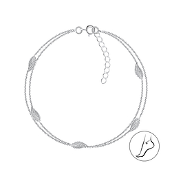 Silver Leaf Anklet - Wholesale - 23257