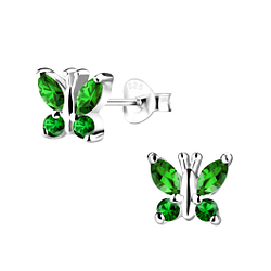 Silver Butterfly Stud Earrings - Wholesale - 23195