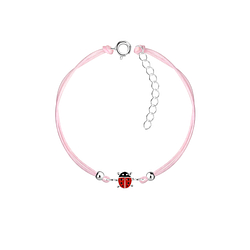 Silver Ladybug Cord Bracelet - Wholesale - 23165
