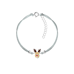 Silver Reindeer Cord Bracelet - Wholesale - 23232