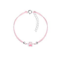Silver Paw Print Cord Bracelet - Wholesale - 23163 Silver Paw Print Cord Bracelet - Wholesale - 23163