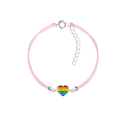 Silver Heart Cord Bracelet - Wholesale - 23164 Silver Heart Cord Bracelet - Wholesale - 23164