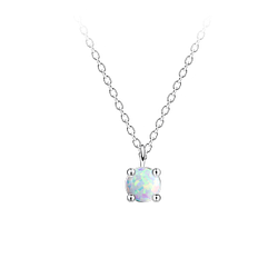 4mm Opal Silver Necklace - Wholesale - 23133 4mm Opal Silver Necklace - Wholesale - 23133