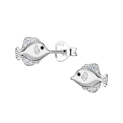 Silver Fish Stud Earrings  - Wholesale - 23279
