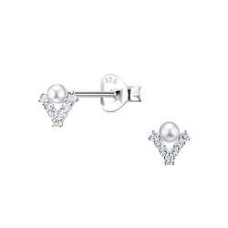Silver Geometric Stud Earrings - Wholesale - 23294