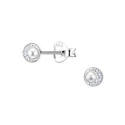 Silver Round Stud Earrings  - Wholesale - 23295