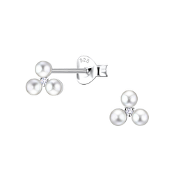 Silver Flower Stud Earrings - Wholesale - 23314