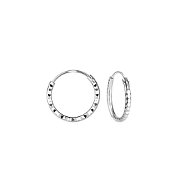12mm Silver Diamond Cut Hoop Earrings - Wholesale - 23324