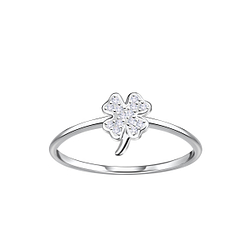 Silver Clover Ring - Wholesale - 22885