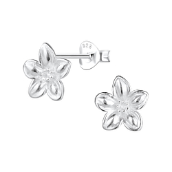 Silver Flower Stud Earrings - Wholesale - 23442