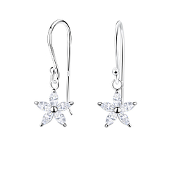 Silver Flower Earrings - Wholesale - 23562