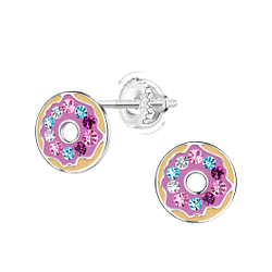 Silver Donut Screw Back Earrings - Wholesale - 23478 Silver Donut Screw Back Earrings - Wholesale - 23478