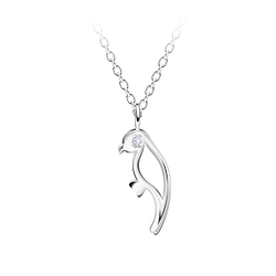 Silver Bird Outline Necklace - Wholesale - 23713 Silver Bird Outline Necklace - Wholesale - 23713