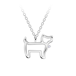 Silver Dog Outline Necklace - Wholesale - 23720