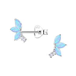 Silver Geometric Opal Stud Earrings - Wholesale - 23655