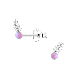 Silver Leaf Opal Stud Earrings - Wholesale - 23678 Silver Leaf Opal Stud Earrings - Wholesale - 23678