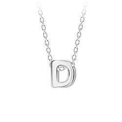 Silver Letter D Beaded Necklace - Wholesale - 23682