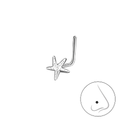 Silver L-Shaped Starfish Nose Stud - Wholesale - 23910
