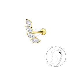 Silver Leaf with Titanium Labret - Wholesale - 23984 Silver Leaf with Titanium Labret - Wholesale - 23984