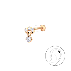 Silver Geometric with Hanging Stone with Titanium Labret - Wholesale - 23973
