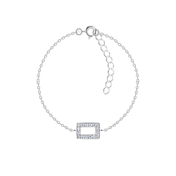 Silver Rectangle Outline Bracelet - Wholesale - 23876 Silver Rectangle Outline Bracelet - Wholesale - 23876