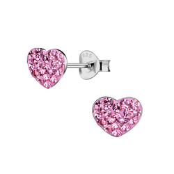Silver Heart Stud Earrings - Wholesale - 23952