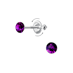 4mm Round Crystal Screw Back Earrings - Wholesale - 24018
