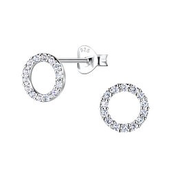 Silver Circle Stud Earrings - Wholesale - 24078