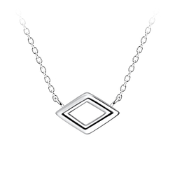 Silver Diamond Shaped Necklace - Wholesale - 24178 Silver Diamond Shaped Necklace - Wholesale - 24178