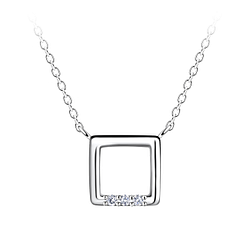 Silver Square Necklace - Wholesale - 24195 Silver Square Necklace - Wholesale - 24195