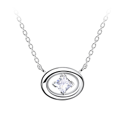 Silver Oval Necklace - Wholesale - 24160