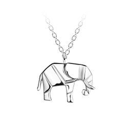 Silver Origami Elephant Necklace - Wholesale - 24380 Silver Origami Elephant Necklace - Wholesale - 24380