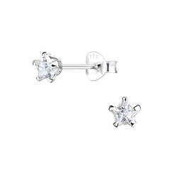 4mm Star Cubic Zirconia Stud Earrings - Wholesale - 24610