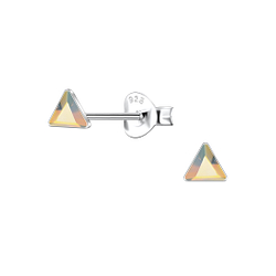 3mm Triangle Glass Silver Stud Earrings - Wholesale - 24727