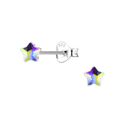 4mm Star Glass Silver Stud Earrings - Wholesale - 24730