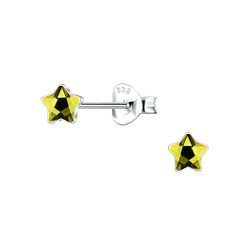4mm Star Glass Silver Stud Earrings - Wholesale - 24730