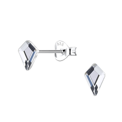 4x6mm Kite Shaped Glass Silver Stud Earrings - Wholesale - 24738