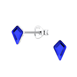 4x6mm Kite Shaped Glass Silver Stud Earrings - Wholesale - 24738